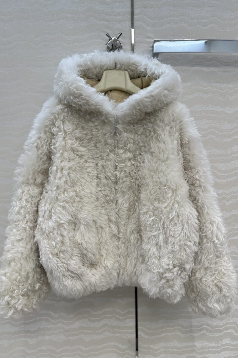 Veste Capuche Bouclée Ivoire